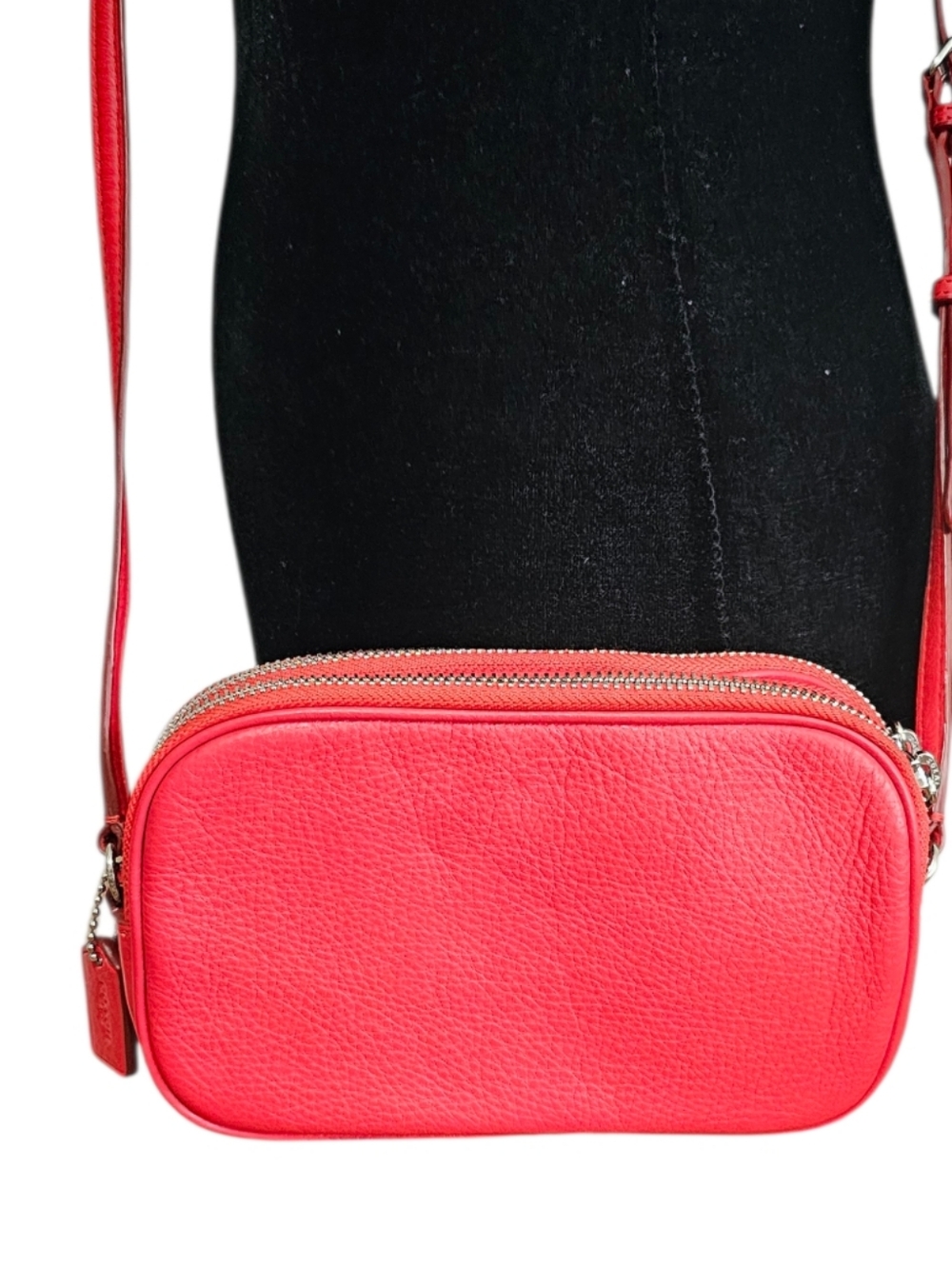 Coach Double Zip Camera Crossbody Bag Red Pebbled Leather F65988 | Boutique EUC - Picture 5 of 11
